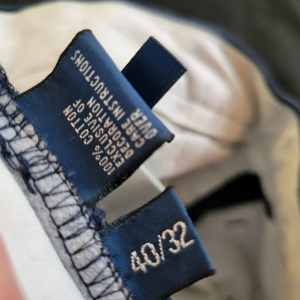 VTG Polo Ralph Lauren Preston Pants Mens 40x32(39x30) Navy Cotton Chino Straight